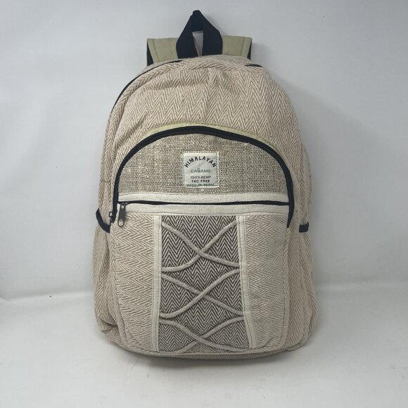 Natural Handmade Large Multi Pocket Hemp Backpack (THC FREE)